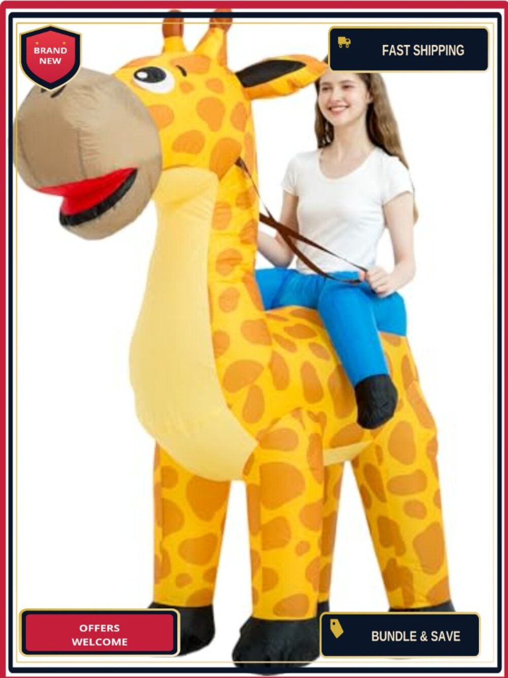 Adult Inflatable Giraffe Costume Blow Up Suit Halloween Party Dress Up